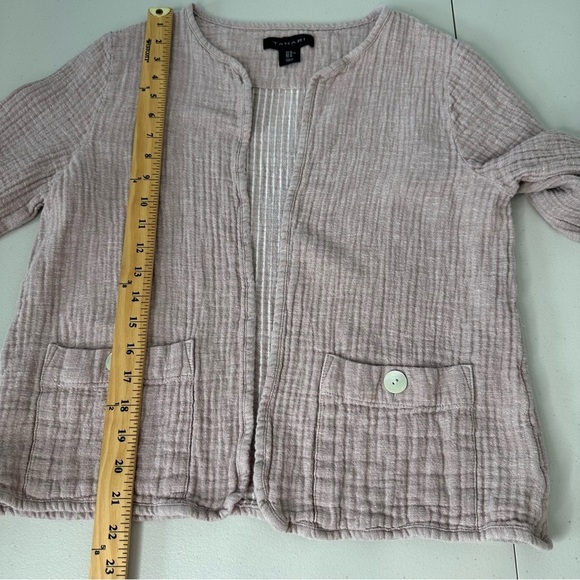 Tahari Linen Blend Pink Cardigan Gauze Size M - Picture 4 of 7